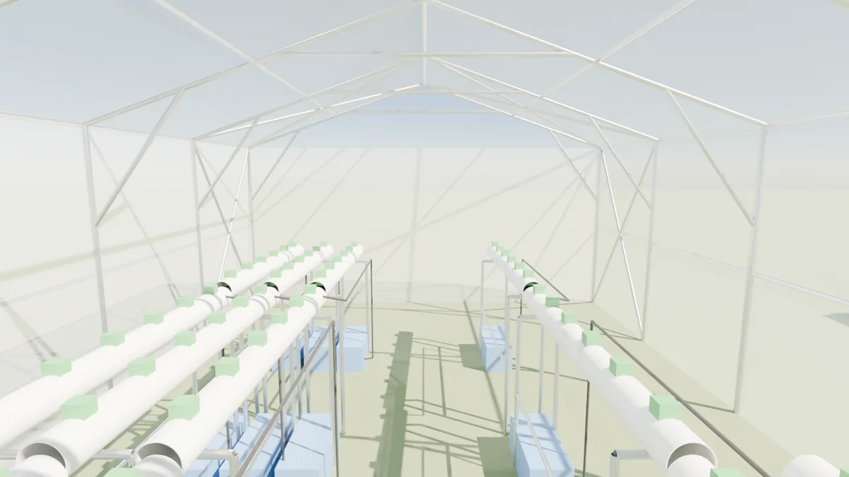 Render of the inside of the greenhouse