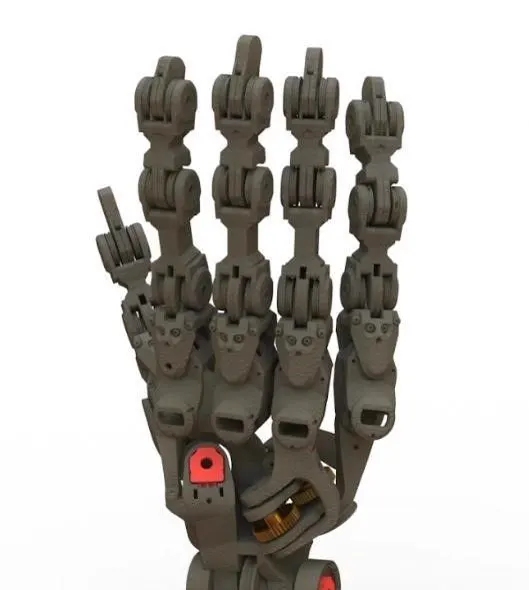 CAD render of the full prosthetic hand